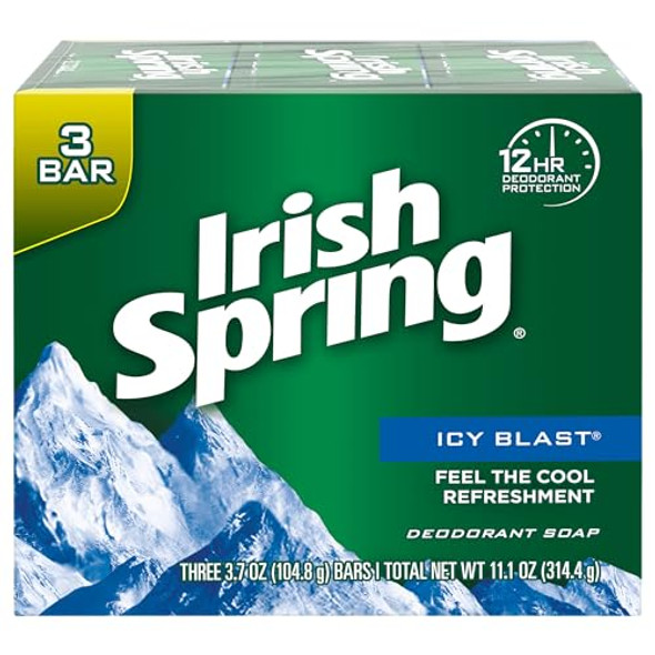 Irish Spring Bath Bar Icy Blast 3.75 Oz 12 Count 4Pack Of 3 Bar