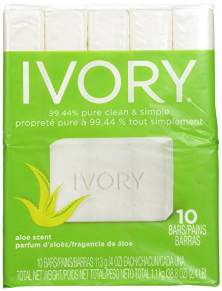Ivory Aloe 10-Count: Bath Size Bars 4 Ounce
