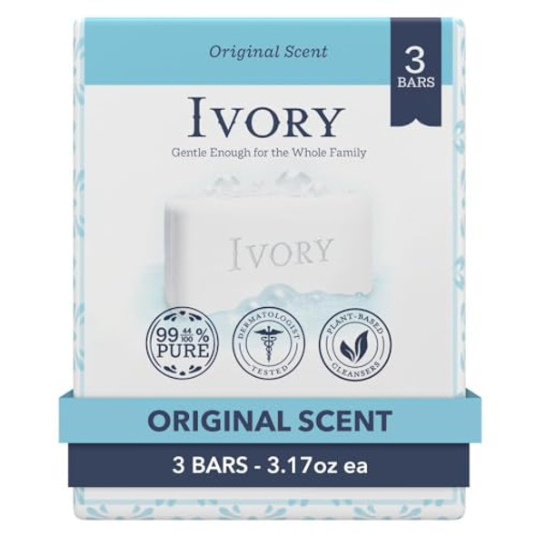 Ivory Original Bath Bar Soap With Notes Of Aloe Scent 3.17 Oz (Pack Of 3)