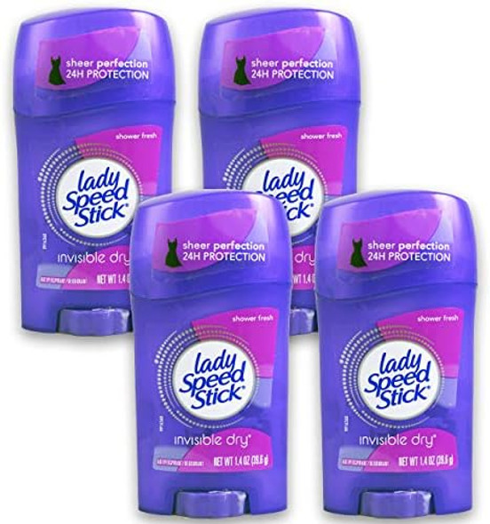 Lady Speed Stick Invisible Dry Antiperspirant & Deodorant Shower Fresh 1.4 Ounce (Pack Of 4)