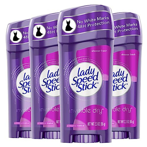 Lady Speed Stick Invisible Dry Antiperspirant Deodorant Shower Fresh 2.3Oz 4 Pack & Softsoap Liquid Hand Soap Aquarium Series 7.5 Fl Oz Pack Of 6