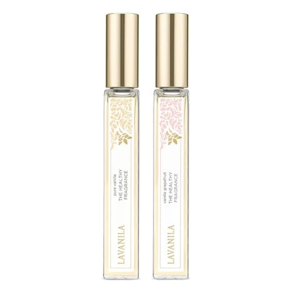 Lavanila Roller Perfume Set Of 2 Includes Pure Vanilla + Vanilla Grapefruit - The Healthy Fragrance For Women Clean And Natural