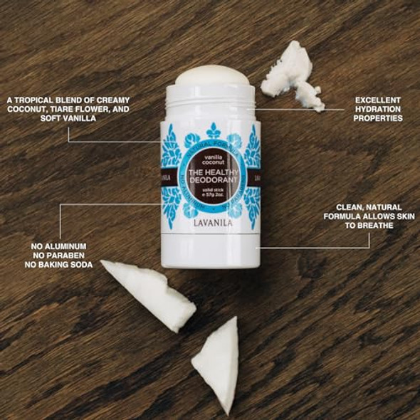 Lavanila Vanilla Coconut Deodorant (2-Pack) + Hair & Body Perfume Mist - Madagascar Vanilla Creamy Coconut Tahitian Tiare Flower