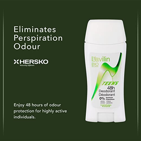 Lavilin Natural Aluminum- Deodorant Stick For Teens - Up To 48 Hours Of Protection - Natural Formula - 60Ml