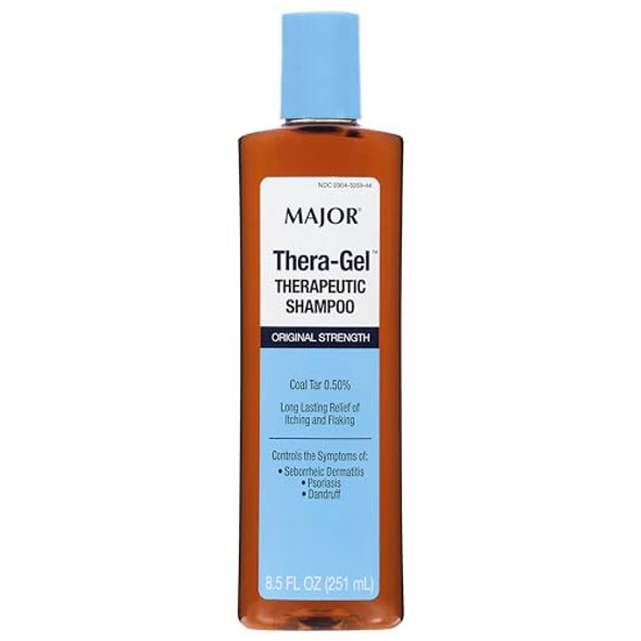 Major Thera-Gel Therapeutic Shampoo - Original Strength - Coal Tar 0.50% - Helps Control The Symptoms Of Seborrheic Dermatitis Psoriasis And Dandruff - 8.5 Fl Oz