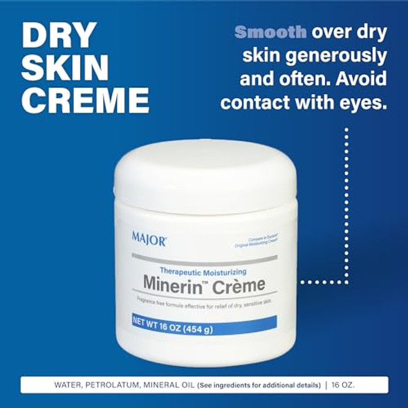 Major Therapeutic Moisturizing Minerin Créme - Body Cream Moisturizer For Dry Skin - Fragrance- - 16 Oz. (1 Pack)