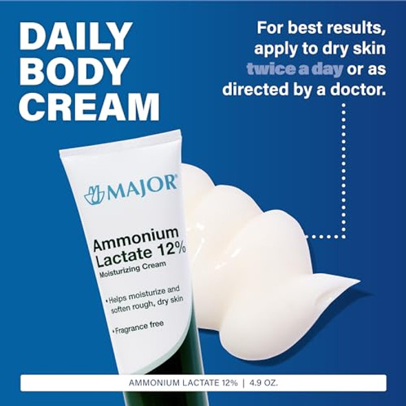 Major Ammonium Lactate 12% Moisturizing Cream - Lactic Acid Cream - Helps Hydrate Soften And Exfoliate Rough Dry Skin - Fragrance- - 4.9 Oz. (1 Pack)