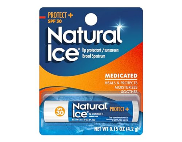 Mentholatum Natural Ice Protect+ Broad Spectrum Spf 30 Medicated Lip Balm 0.15 Ounce (Pack Of 4)