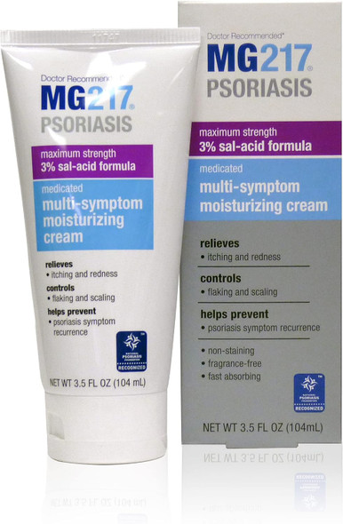 MG217 Medicated Moisturizing Psoriasis Cream with 3% Salicylic Acid Multi Symptom Fragrance Free 3.5 Fl Oz
