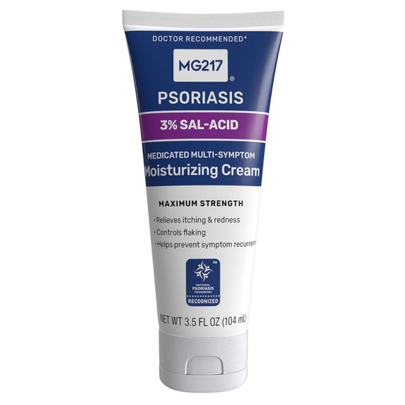 MG217 Medicated Moisturizing Psoriasis Cream with 3% Salicylic Acid Multi Symptom Fragrance Free 3.5 Fl Oz