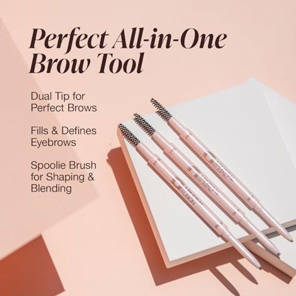 Mineral Fusion Retractable Brow Pencil Shape & Define Eyebrow Pencil With Blending Spoolie Brush Velvety Smooth & Natural Eye Makeup Medium Brown 0.003 Oz