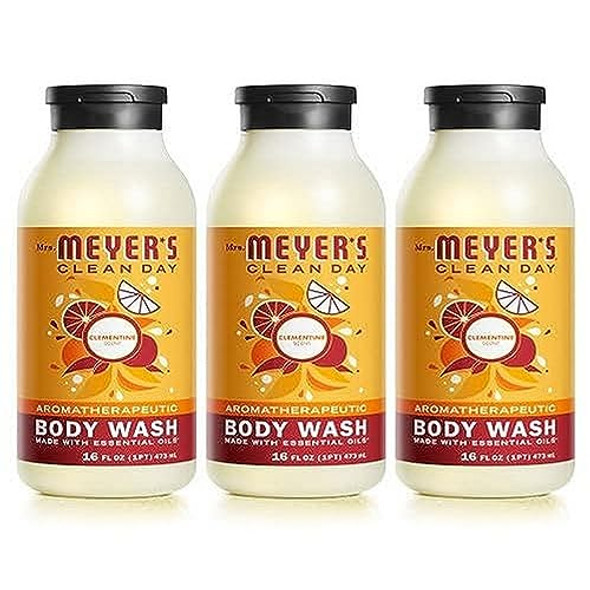 Mrs. Meyer'S Clean Day Moisturizing Body Wash For Women And Men Biodegradable Shower Gel Formula Made With Essential Oils Clementine 16 Oz - Pack Of 3