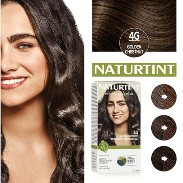 Naturtint Permanent Hair Color 4G Golden Chestnut (Pack Of 1) Ammonia Vegan Cruelty Up To 100% Gray Coverage Long Lasting Results
