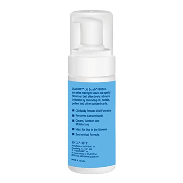 Ocusoft Lid Scrub Plus Foam- Moderate To Severe Eyelid Conditions - Instant Foaming Eyelid & Eyelash Cleanser - Extra Strength Daily Eyelid Cleanser To Remove Oil Dirt Pollen & Eye Makeup-1.68 Fl Oz