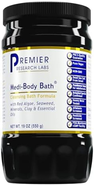 Premier Research Labs Medi-Body Bath - Bath Salts Dead Sea Salts For Soaking Bathing Relaxing Bath Soak Enriched With Minerals & Botanicals To Remove Toxins - 19 Oz