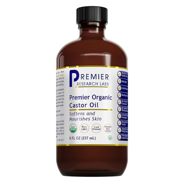 Premier Research Labs Castor Oil - Cold Pressed & Hexane- Castor Oil - Body Oil For Dry Skin & Hair - Castor Oil For Body Moisturizer - Pure Vegan & Non-Gmo - 8 Fl Oz