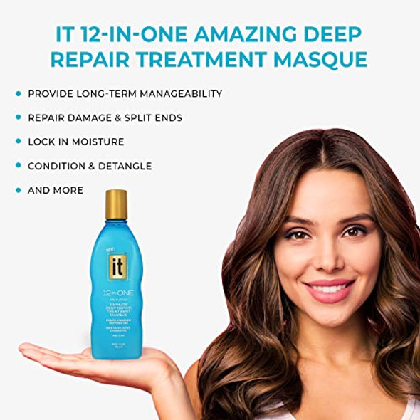 ze It 12-In-One Amazing Deep Repair Hair Treatment Masque - Infused With Argan & Coconut Oil To Repair Hydrate & Smooth Hair - Conditioning Treatment Strengthens & Protects Overworked Hair