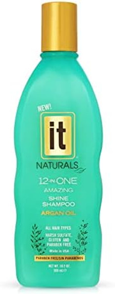 ze It Naturals Argan Oil 12-In-One Amazing Shine Shampoo 10.2Oz - Repairs Protects & Strengthen Hair Split Ends & Breakage - For All Hair Types - Moisturizing & Volumizing - Paraben