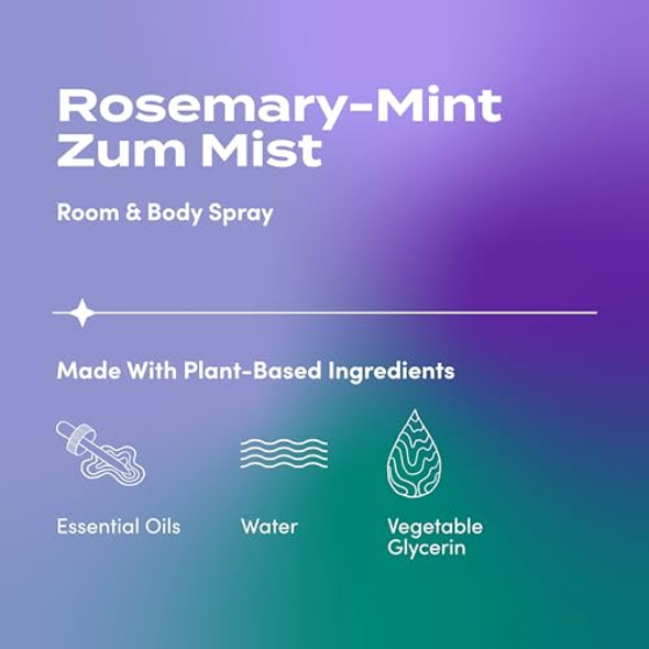 Zum Indigo Wild Mist Room & Body Spray - Aromatherapy Essential Oil Spray - Natural Body Mist & Room Spray - Rosemary-Mint Scent - 4 Fl Oz
