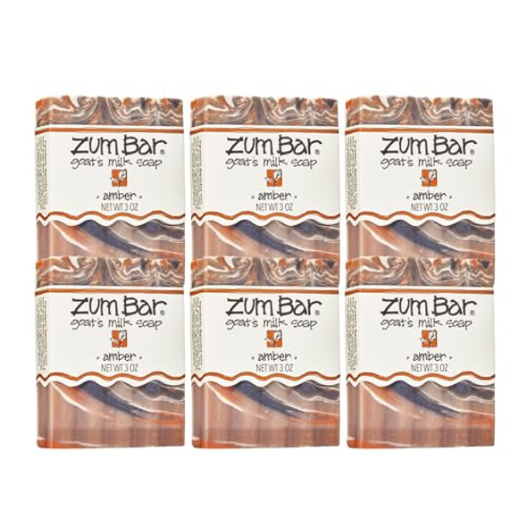 Zum Indigo Wild Goat'S Milk Soap Bar - Bar Soap For Hands & Body Made With Essential Oils - 3 Oz - Amber (6 Pack)