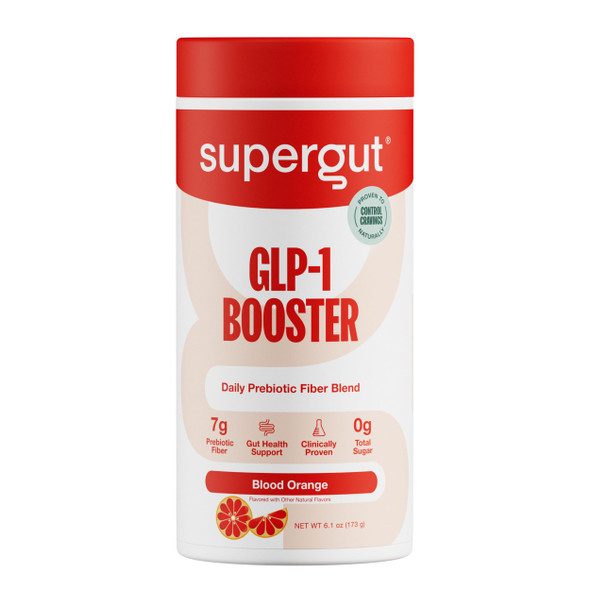 Supergut Gut Healthy Flavored GLP-1 Booster Blood Orange - High Fiber GLP-1 Supplement Powder for Women & Men - Sugar-Free Drink Mix for Gut Health & Digestive Support (18 Servings)