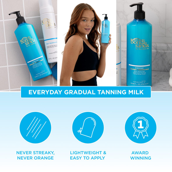 Bondi Sands Everyday Gradual Tanning Milk | Long-Lasting, Tanning Body Moisturizer Enriched With Aloe Vera and Vitamin E for Glowing Skin