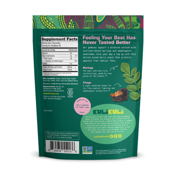 Kuli Kuli Super Energy Gummies - Energy Supplements with Moringa Caffeine-Free Natural Energy Booster - 60 Non-GMO Gluten-Free Moringa Gummies