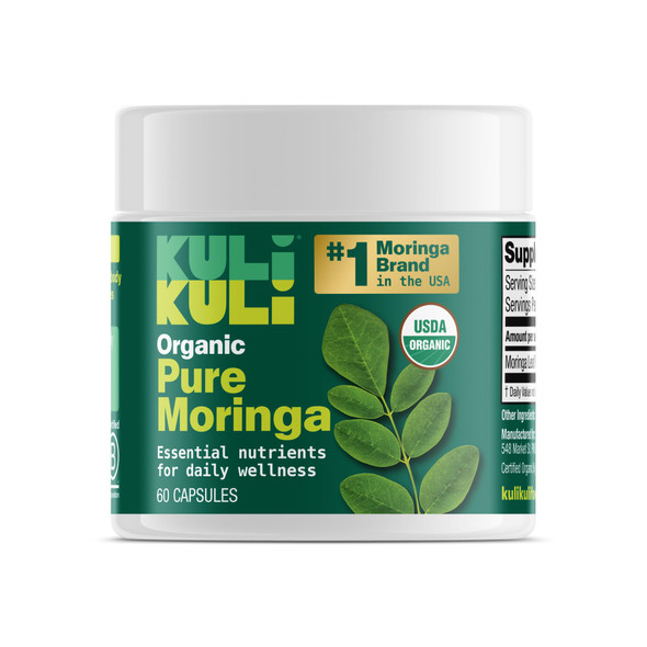 Kuli Kuli Organic Moringa Capsules [60 Count] - Premium Moringa Leaf Powder Capsules - Nutrient-Dense Superfood for Energy Vitality and Wellness