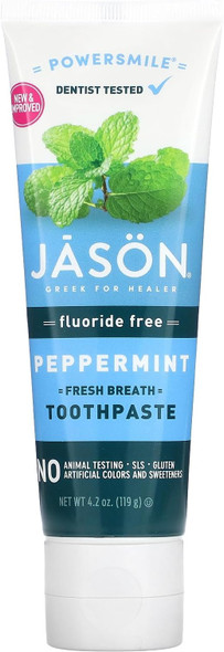 Jason Powersmile Fluoride-Free Peppermint Fresh Breath Toothpaste 4.2 Oz