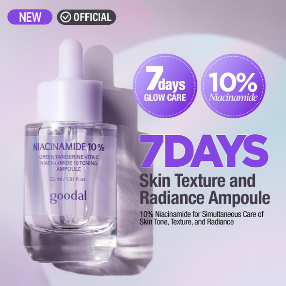 GOODAL Green Tangerine Vita C Niacinamide 10 Toning Ampoule - Facial Serum for Natural Glow Daily Use Pore Minimizer for Face Hydrating Korean Skincare K Beauty 30ml/1.01 fl.oz.