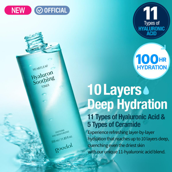 GOODAL Heartleaf Hyaluron Soothing Toner - Trouble Care Korean Skin Care Soothing Moisturizing Hydrating Calming Skin Instant Cooling Hyaluronic AcidCeramide 11.83 fl.oz.
