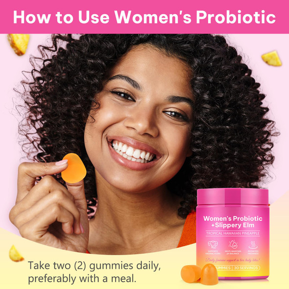 GMOLARSUSCO Feminine Probiotics Gummies for Women Vaginal Probiotics Feminine Balance pH Gummies for Healthy Odor Yeast Balance Flora Gut Health Immune System with Slippery Elm Prebiotics & Lactobacillus Bl  60 Gummies