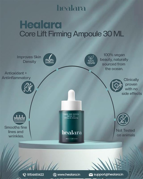Healara Core Lift Firming Ampoule | South Korea’s First Anti-Aging/Anti-wrinkle Skincare with Fucoxanthin, (30ml, 1.01 oz)