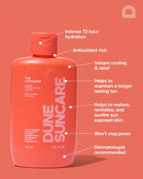 DUNE SUNCARE The Lifeguard Aloe Vera Sunburn Gel – After Sun Protection for Sunburn Relief with Minty Cooling – Fast-Absorbing Formula for Sun-Exposed Skin – Vegan Non-Sticky Hydrating Formula (5.5 Fl Oz)