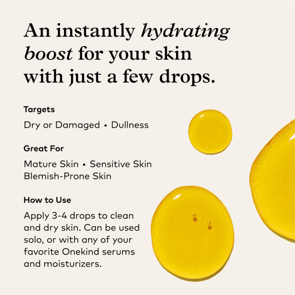 Onekind Golden State Anti Aging Botanical Face Oil with Rosehip Seed Oil Sea Buckthorn Extract Carrot Seed to Visibly Brighten Firm and Hydrate - Nourishing and Hydrating for Dry Skin
