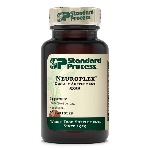 Standard Process Neuroplex - Whole Food Nervous System Supplements, Brain Health and Brain Support with Thiamin, Spanish Moss, Riboflavin, Calcium Lactate, Vitamin B6, Niacin, and More - 90 Capsules