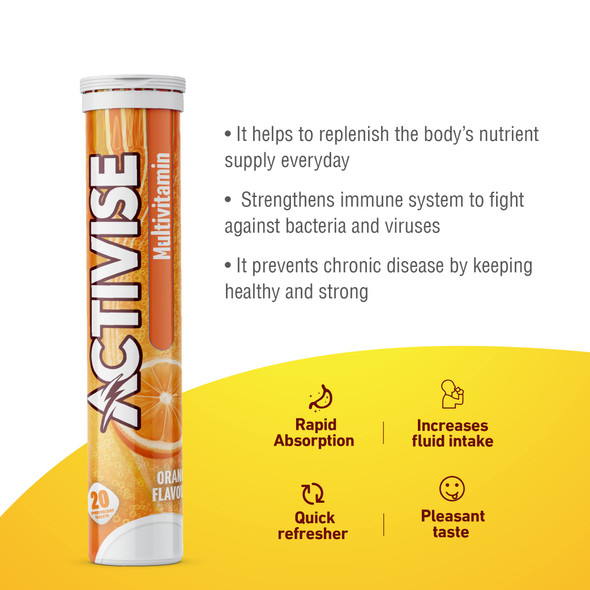 Activise Multivitamin Effervescent Tablets Orange 20S