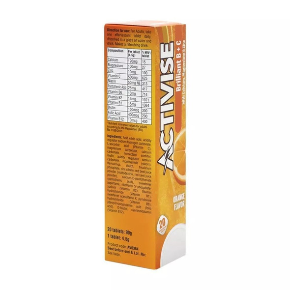 Activise Brilliant B + Vitamin C Effervescent Tab 20s