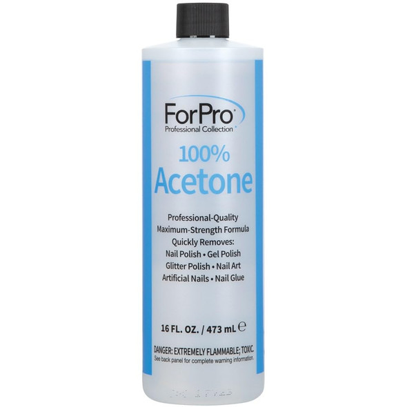 Forpro Professional Collection 100% Pure Acetone Professional Nail Polish Remover For Natural Artificial Acrylic And Sculptured Nails Removes Gel Polish Glue And Glitter 16 Fl. Oz.