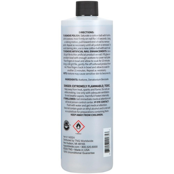 Forpro Professional Collection 100% Pure Acetone Professional Nail Polish Remover For Natural Artificial Acrylic And Sculptured Nails Removes Gel Polish Glue And Glitter 16 Fl. Oz.