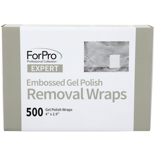 Forpro Professional Collection Expert Embossed Gel Polish Removal Wraps Pre-Cut With Cotton Pad Remove Gel Polish Acrylics & Nail Art 4' L X 2.9' W 500-Count