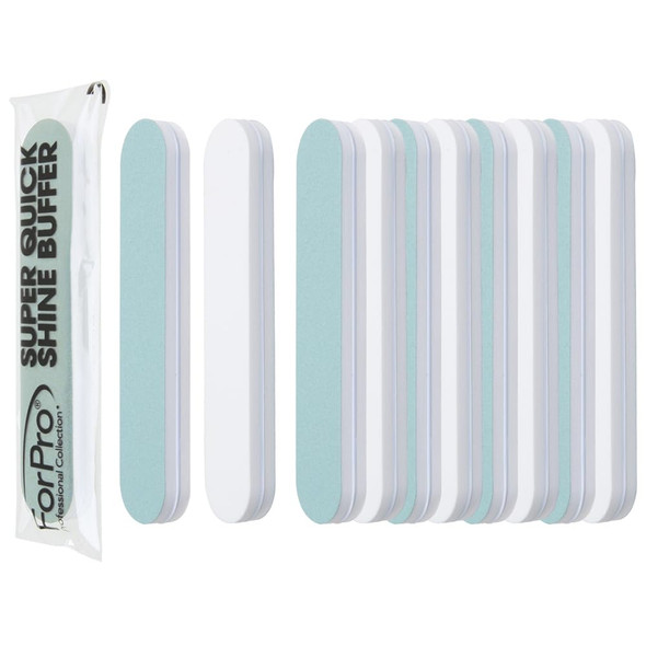 Forpro Professional Collection Super Quick Shine 2-Way Buffer Green 400/White 4000 Grit Double-Sided Manicure & Pedicure Nail Buffers 3.5” L X .75” W 25-Count Forpro Professional Collection Super Quick Shine 2-Way Buffer Green 400/White 4000 Grit Double-Sided Manicure & Pedicure Nail Buffers 3.5” L X .75” W 25-Count