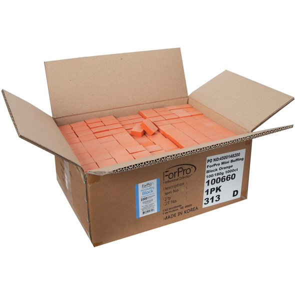 Forpro Professional Collection Mini Buffing Block Orange 100/180 Grit 1000-Count Forpro Professional Collection Mini Buffing Block Orange 100/180 Grit 1000-Count