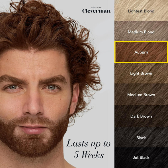 3X2 Pack Cleverman Auburn Hair & Beard Dye For Men All-In-One Reusable Kit - Mens Color For Natural-Looking Gray Coverage Professional-Quality And Ammonia- For Hair Beard & Gray Mustache
