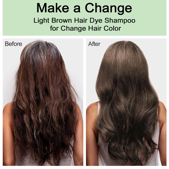 Tea Tree Hair Dye Shampoo Light Brown Hair Color Shampoo For Women & Men Easy To Use At Home Long Lasting 3 In 1 Hair Dye For Gray Hair Coverage 16.9 Fl Oz (Light Brown)