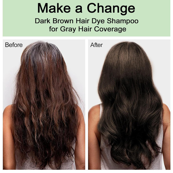 Tea Tree Hair Dye Shampoo Dark Brown Hair Color Shampoo For Women & Men Easy To Use At Home Long Lasting 3 In 1 Hair Dye For Gray Hair Coverage 16.9 Fl Oz (Dark Brown)