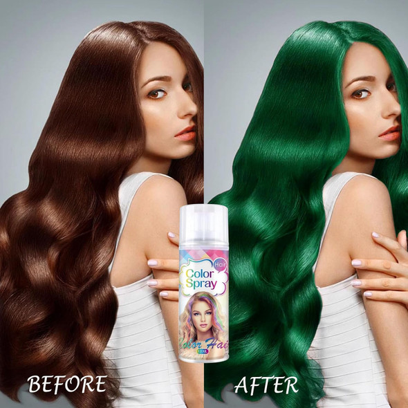 Temporary Hair Color Spray For Women And Kids One-Time Use Color Hair Spray For Crazy Hair Day Washable Temporary Hair Color Wax Colored Hair Dye For Christmas Halloween Cosplay Party(Green 120Ml)