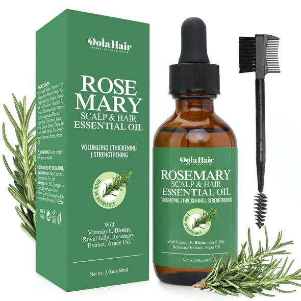 Organic Essential Rosemary Oil For Hair Growth Thin Hair Healthy Scalp And Skin (2.03 Oz)