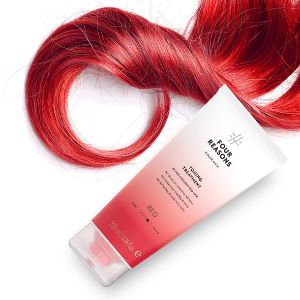 Four Reasons Color Mask Red Shampoo & Treatment Bundle & Conditioner Set For Color Protected Vegan Cruelty  Red Hair 8.5 Oz