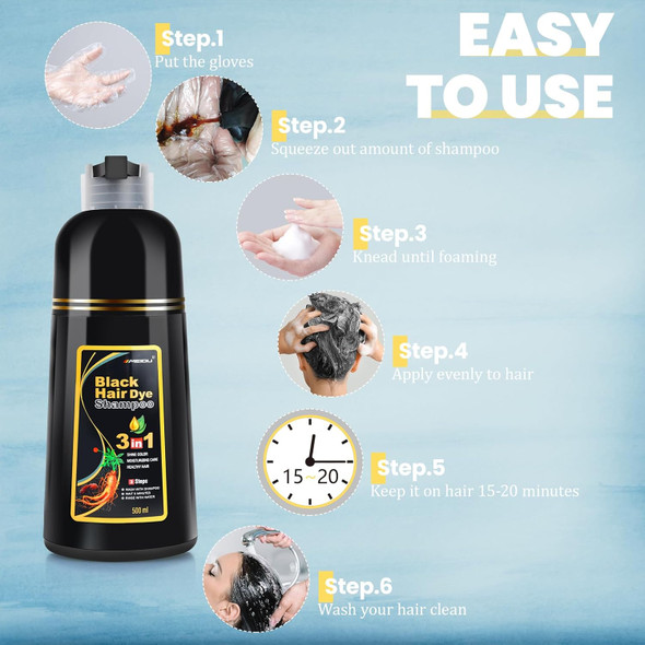 Meidu Black Hair Dye Shampoo 3 In 1 And Vc Clay Face Mask Bundle